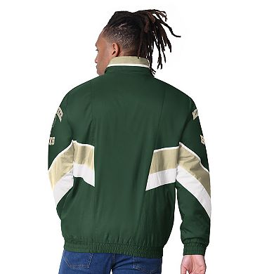 Men's Starter Hunter Green Milwaukee Bucks Captain Oxford Full-Zip Jacket