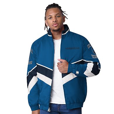 Men's Starter Blue Minnesota Timberwolves Captain Oxford Full-Zip Jacket