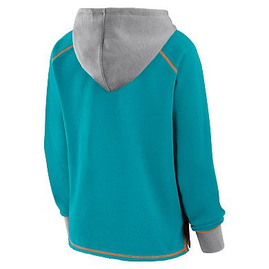Women's Aqua Miami Dolphins Boom Fleece Pullover V-Neck Hoodie