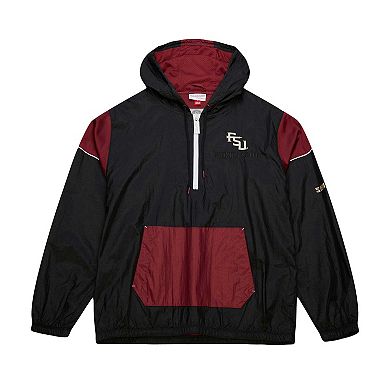 Men's Mitchell & Ness Black Florida State Seminoles Team 3.0 Anorak Half-Zip Hoodie