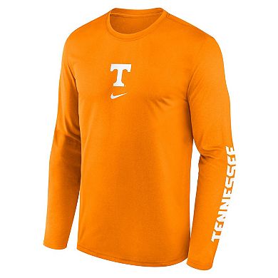 Men's Nike Tennessee Orange Tennessee Volunteers Primetime Center Lockup Two-Hit Legend Long Sleeve T-Shirt