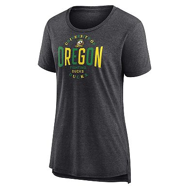 Women's Fanatics Black Oregon Ducks True Classics Break It Down Tri-Blend T-Shirt