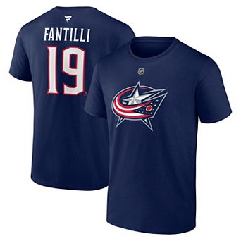 Men's Fanatics Adam Fantilli Navy Columbus Blue Jackets Authentic Stack Name & Number T-Shirt
