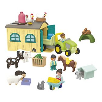 Playmobil Junior Farm Adventure Play Set with Tractor, Trailer, and Animal Friends