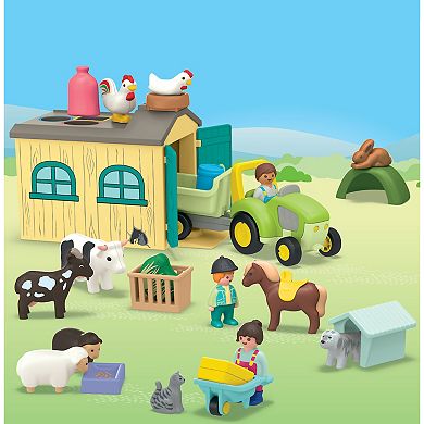 Playmobil Junior Farm Adventure Play Set with Tractor, Trailer, and Animal Friends