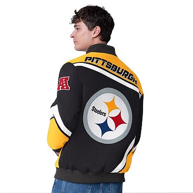 Men's G-III Extreme Black Pittsburgh Steelers Maximum Racing Full-Snap Jacket