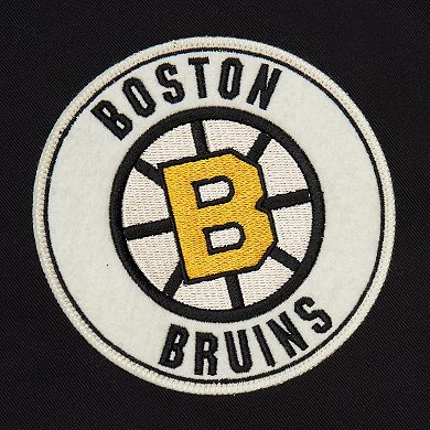 Men's Mitchell & Ness Black Boston Bruins Vintage Coaches Cotton Twill Full-Zip Jacket
