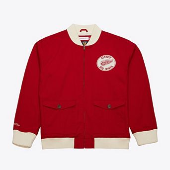 Men's Mitchell & Ness Red Detroit Red Wings Vintage Coaches Cotton Twill Full-Zip Jacket