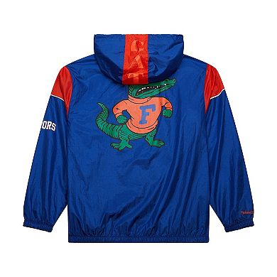 Men's Mitchell & Ness Royal Florida Gators Anorak Vintage Logo Half-Zip Hoodie Jacket