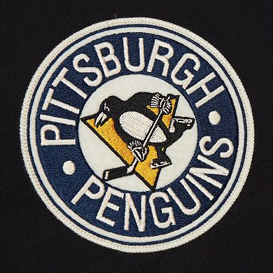 Men's Mitchell & Ness Black Pittsburgh Penguins Vintage Coaches Cotton Twill Full-Zip Jacket