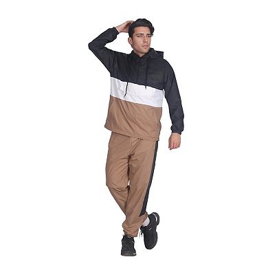 Men’s 2-Piece Quarter Zip Pullover Windbreaker Tracksuit Jogger Sports Mesh lined Outfit