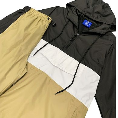 Men’s 2-Piece Quarter Zip Pullover Windbreaker Tracksuit Jogger Sports Mesh lined Outfit