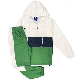 Men’s 2 pc Quarter Zip Pullover Windbreaker Tracksuit Jogger Sports Mesh lined Outfit