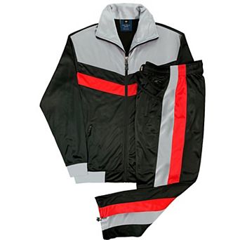Men's Tracksuit Warm-Up 2 pc Retro Style Track Jacket & Pants Matching Set