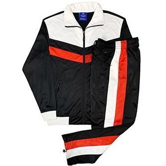 Men's Tracksuit Warm-Up 2 pc Retro Style Track Jacket & Pants Matching Set
