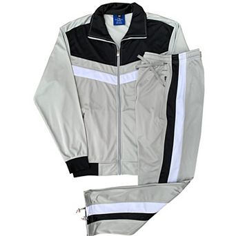 Men's Tracksuit Warm-Up 2 pc Retro Style Track Jacket & Pants Matching Set