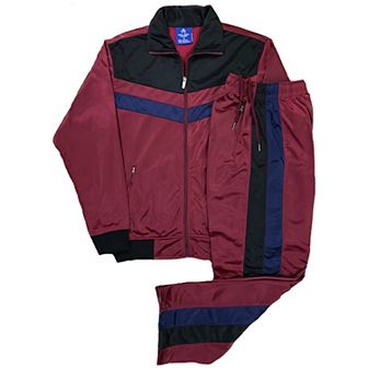 Men's Tracksuit Warm-Up 2 pc Retro Style Track Jacket & Pants Matching Set