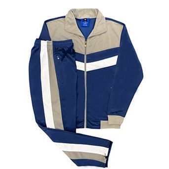 Men's Tracksuit Warm-Up 2 pc Retro Style Track Jacket & Pants Matching Set