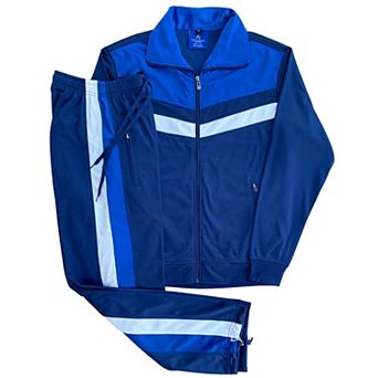 Men's Tracksuit Warm-Up 2 pc Retro Style Track Jacket & Pants Matching Set