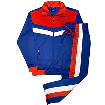 Men's Tracksuit Warm-Up 2 pc Retro Style Track Jacket & Pants Matching Set