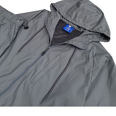 Men’s 2-Piece Light Weight Windbreaker Suit Jogger Sauna GYM Set With Mesh Lining