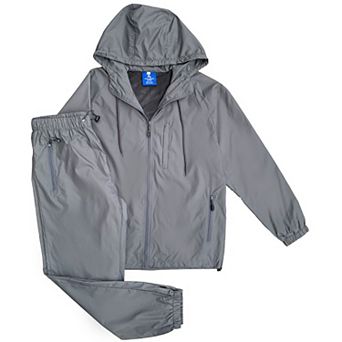 Men’s 2 pc Light Weight Windbreaker Suit Jogger Sauna GYM Set With Mesh Lining