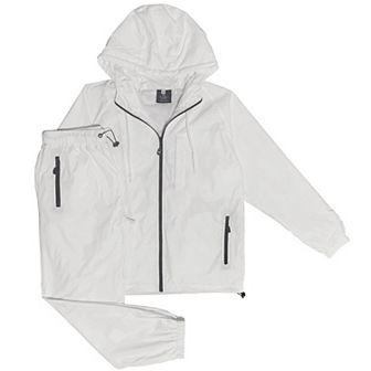 Men’s 2 pc Light Weight Windbreaker Suit Jogger Sauna GYM Set With Mesh Lining