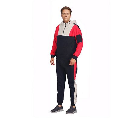 Men's 2-Piece Sweatsuit Quarter Zip Hoodie With Jogger Sweatpants Heavy Fleece Outfit