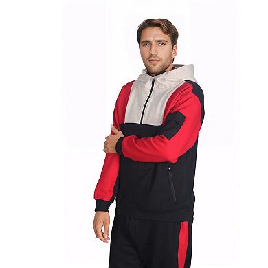 Men's 2-Piece Sweatsuit Quarter Zip Hoodie With Jogger Sweatpants Heavy Fleece Outfit