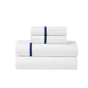 SUPERIOR Riverton Cotton Cross-Stitch Embroidered Deep Pocket Sheet Set
