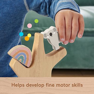 Fisher-Price 10-Piece Wooden Balance Tree Preschool Stacking Activity Toy