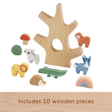 Fisher-Price 10-Piece Wooden Balance Tree Preschool Stacking Activity Toy