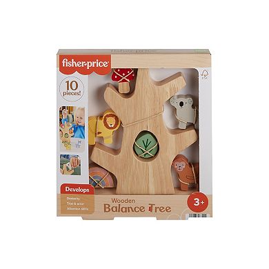 Fisher-Price 10-Piece Wooden Balance Tree Preschool Stacking Activity Toy