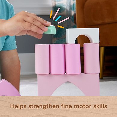 Fisher-Price 28-Piece Wooden Castle Block Set Toddler Stacking Toy