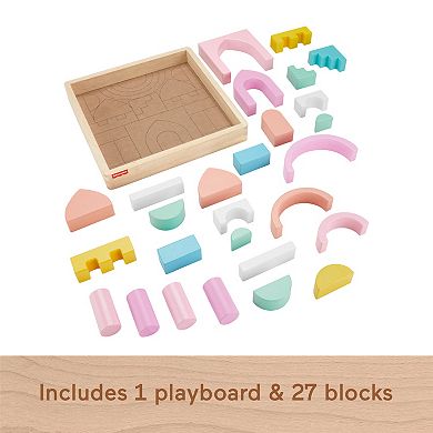 Fisher-Price 28-Piece Wooden Castle Block Set Toddler Stacking Toy