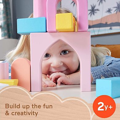 Fisher-Price 28-Piece Wooden Castle Block Set Toddler Stacking Toy