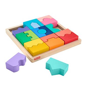 Fisher-Price 20 pc Wooden Interlocking Blocks Puzzle for Toddlers & Kids