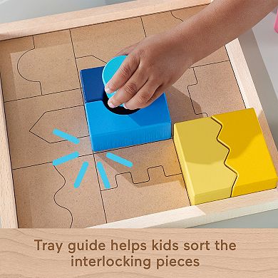 Fisher-Price 20-Piece Wooden Interlocking Blocks Puzzle for Toddlers & Kids