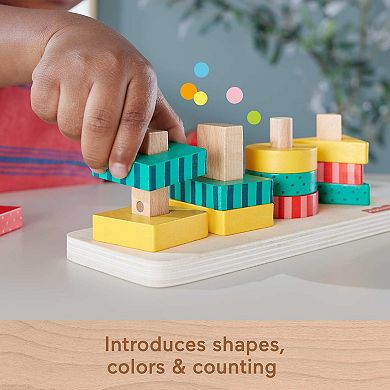 Fisher-Price 13-Piece Wooden Shape Stacker Toddler Sorting Toy