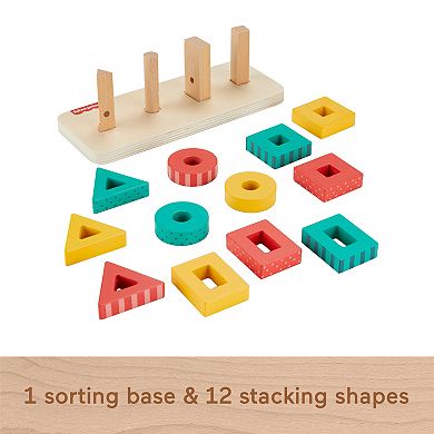 Fisher-Price 13-Piece Wooden Shape Stacker Toddler Sorting Toy