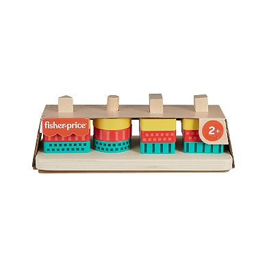 Fisher-Price 13-Piece Wooden Shape Stacker Toddler Sorting Toy