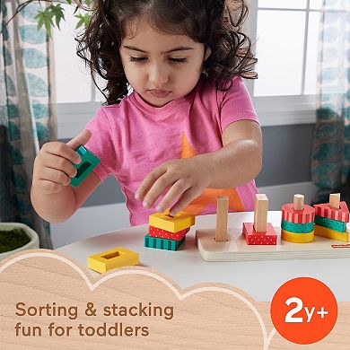 Fisher-Price 13-Piece Wooden Shape Stacker Toddler Sorting Toy