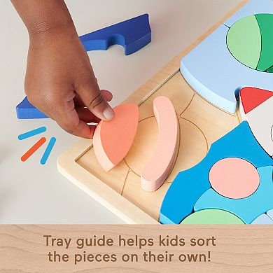 Fisher-Price 42-Piece Wooden Space Blocks Puzzle for Preschool Kids