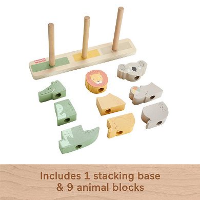 Fisher-Price 10-Piece Wooden Stack & Sort Animals Baby & Toddler Toy
