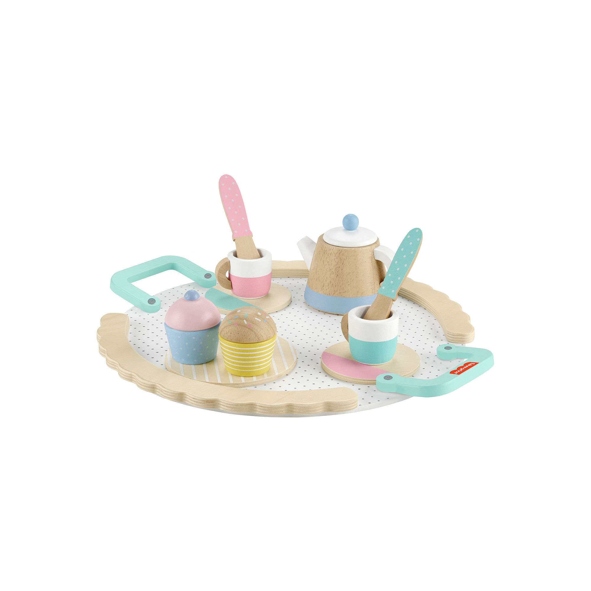 Fisher-Price 12-Piece Wooden Tea Party Set for Preschool Pretend Play, Mult