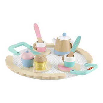 Fisher-Price 12 pc Wooden Tea Party Set for Preschool Pretend Play