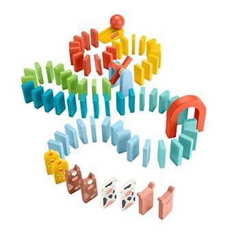 Fisher-Price 72 pc Wooden Domino Run Playset Preschool Building Game