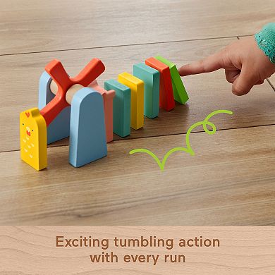 Fisher-Price 72-Piece Wooden Domino Run Playset Preschool Building Game
