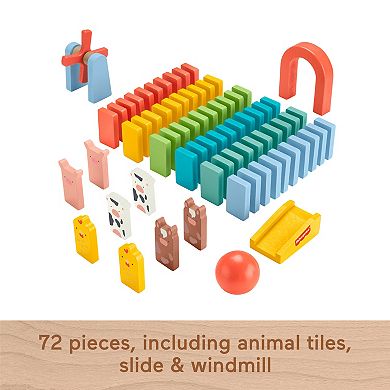 Fisher-Price 72-Piece Wooden Domino Run Playset Preschool Building Game