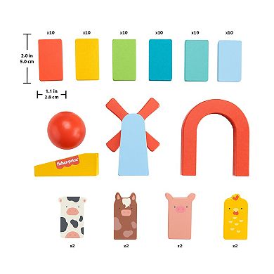 Fisher-Price 72-Piece Wooden Domino Run Playset Preschool Building Game
